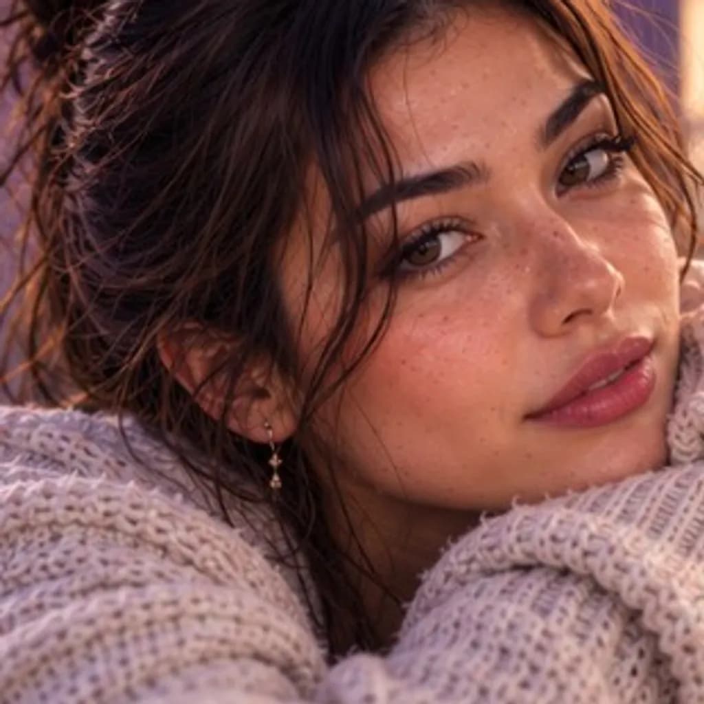 Soft AI influencer vibe — intimate close-up