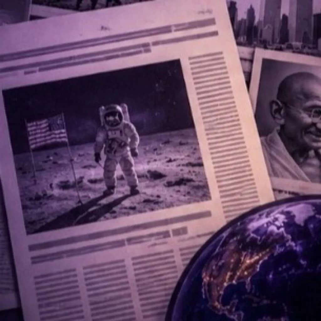 News headline style — documentary collage mood