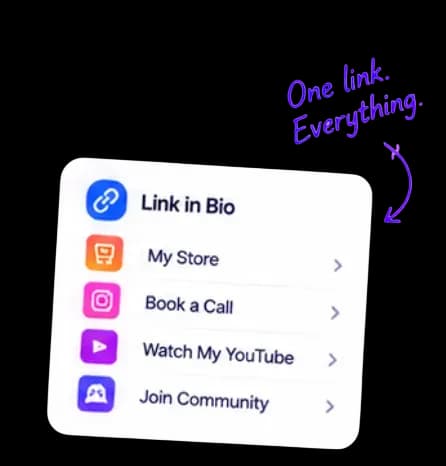 One link. Everything. Link in bio for store, bookings, YouTube, and community.